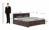 Woodwing Solid Sheesham Wood Bed With Four Drawers (Queen Size, Walnut Finish)